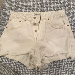White High-waisted Jean Shorts